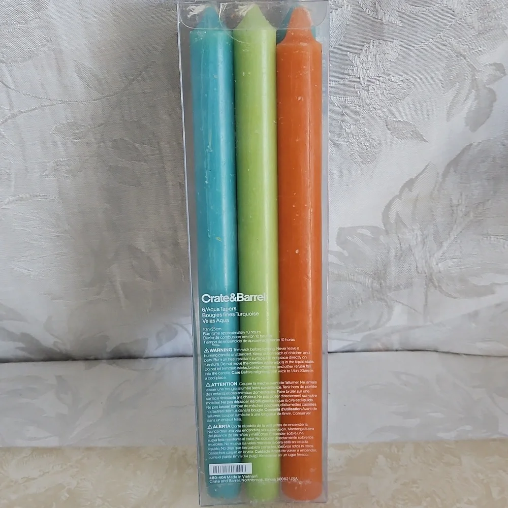Crate& Barrel 6 Taper Candles.
